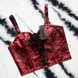 ‼️NWT‼️Dolls Kill X Widow Blood Moon Rising Red Metallic Corset Top Small